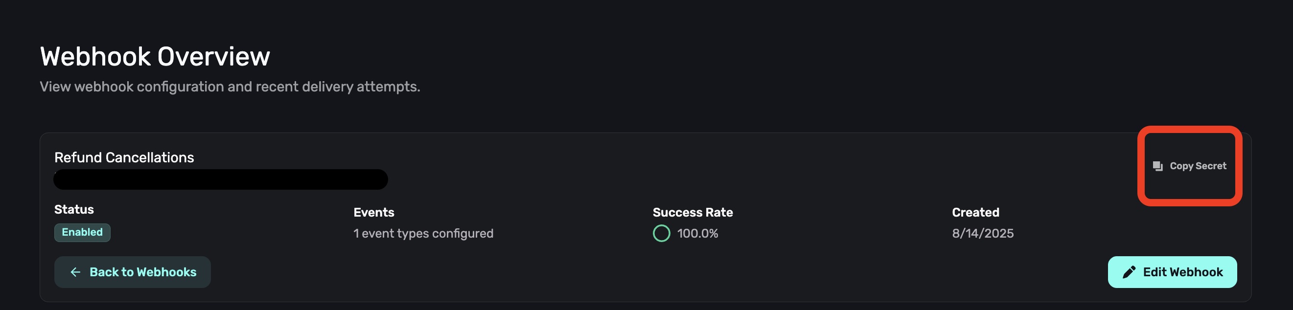 Copy webhook signing secret